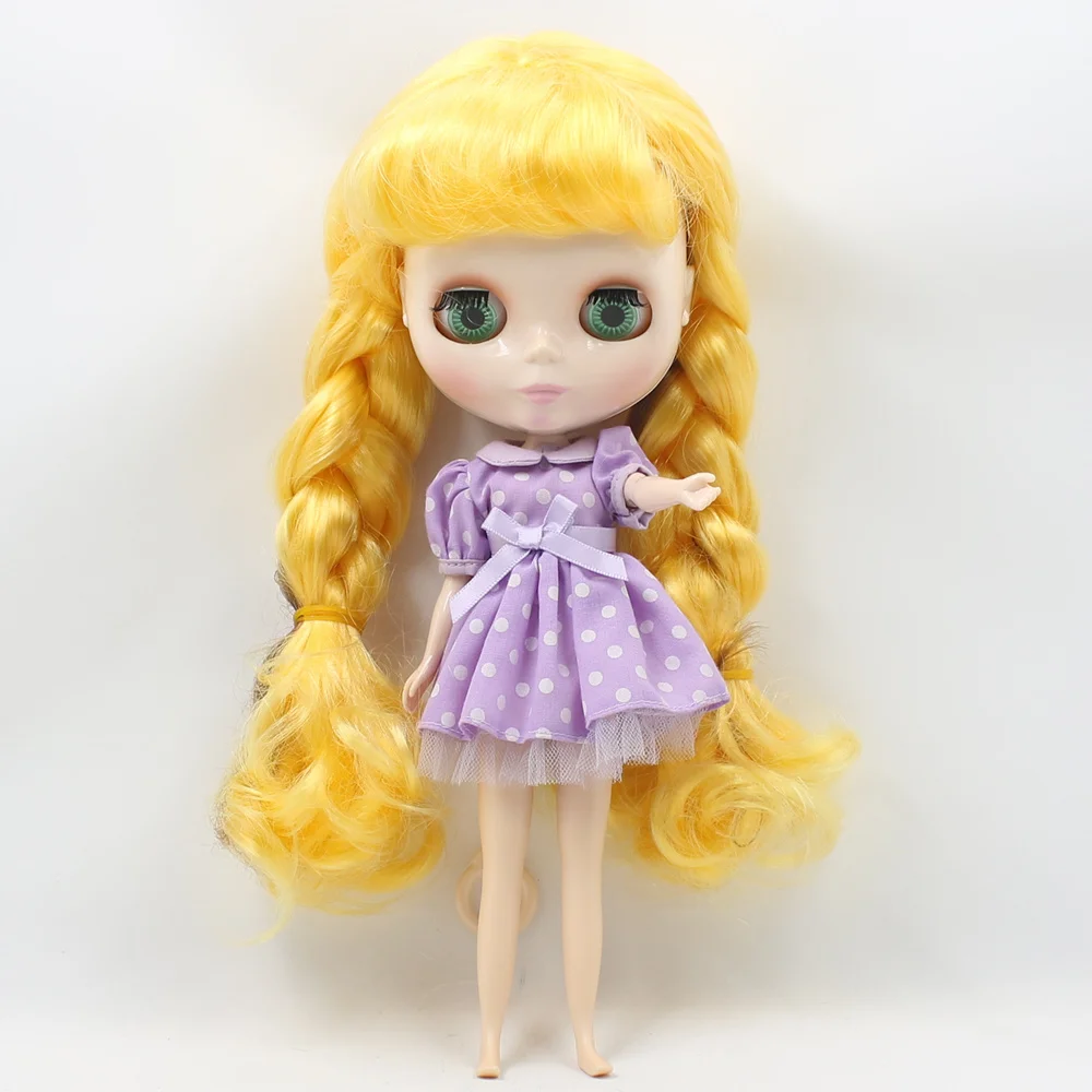 Factory Blyth Doll Nude Doll Yellow Long Wavy Hair With Bangs Make-Up Face 4 Colors For Eyes Suitable For DIY