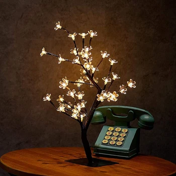 

New 24/36/48 leds Cherry Blossom decorative Tree lights Cherry Blossom Desk Top Lamp for Home Festival Party Wedding Christmas