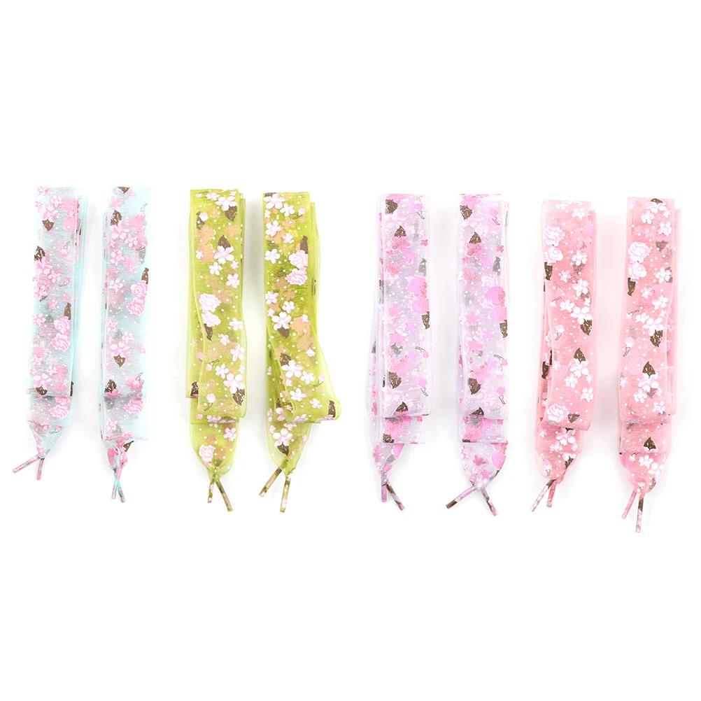 

1 Pair Laces Strings Snowflake Yarn Flat Satin Silk Ribbon Shoelaces Shoe Sneaker Sport Shoes 4 Colors