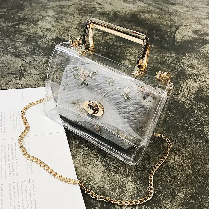 

Miyahouse Handmade Floral Embroidery Woman Shoulder Bag With Chain Lady Crossbody Bag Fashion Korean Style Messenger Bag Female