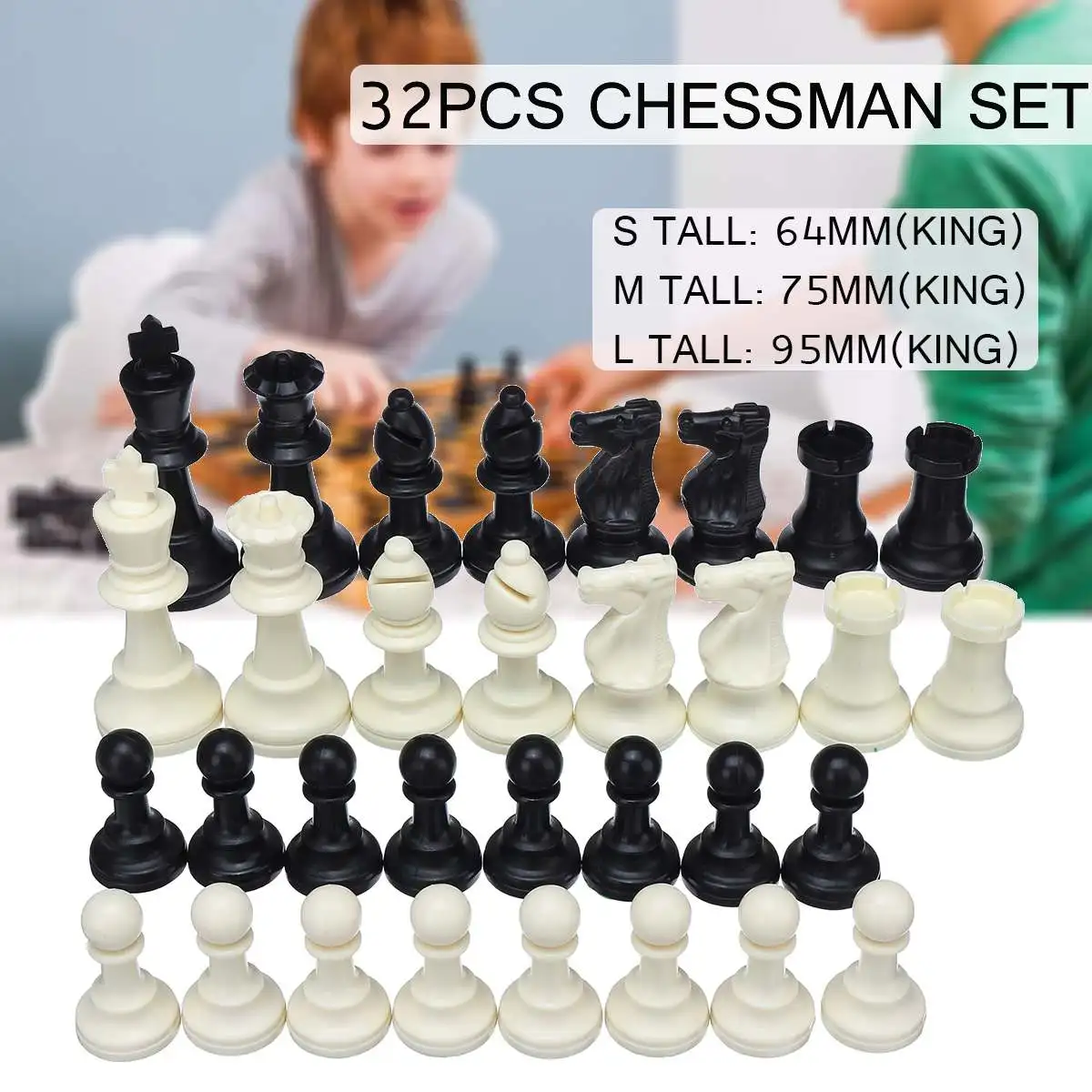 

32 Chess Pieces Chess Game King High 97mm 77mm 64mm Medieval Chess Set Without Chessboard Kids Toys Playing Game