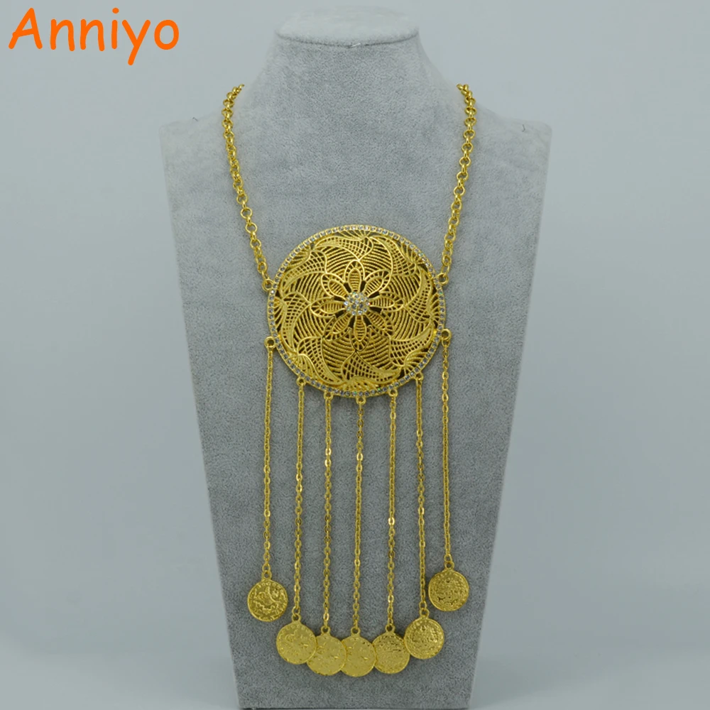 Anniyo (83cm & 73cm) Big Coin Long Necklaces for Women,Gold Color Turks Coins Jewelry Turkey Necklaces Arab Gifts #031606 frommer s® portable turks