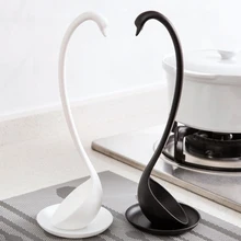 Креативная Вертикальная ложка в форме лебедей ковш для кухни, суповая ложка с лотком многоцелевой длинной ручкой матовая ложка черный белый KT1041