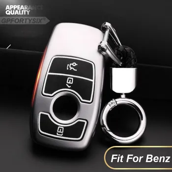 

Zinc Alloy+Luminous Leather Car Key Case For Mercedes Benz New SLC SLK E Class E200 E260 E300 E320 W213 Remote keyless Key Cover