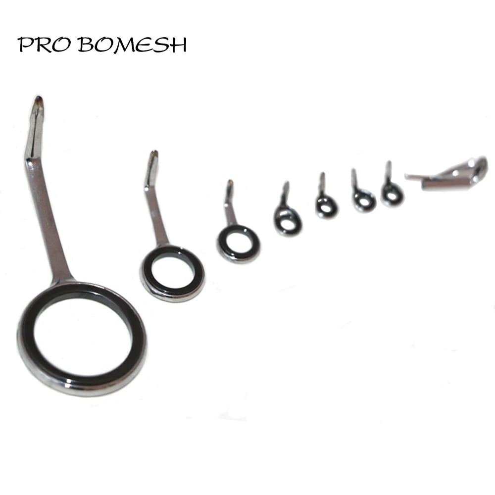 Pro Bomesh 5g 8pcs/Kit Light Spinning Fishing Rod Guide Set Kit SIC Ring Stainless Steel Guide DIY Fishing Guide Rod Accessory