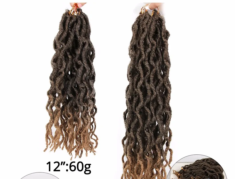 Leeons Faux Locs CURLY, на крючках, косички, канекалон эффектом деграде(переход от темного к дреды волос Синтетические Nu Locs плетение волос для наращивания 12/18 дюймов