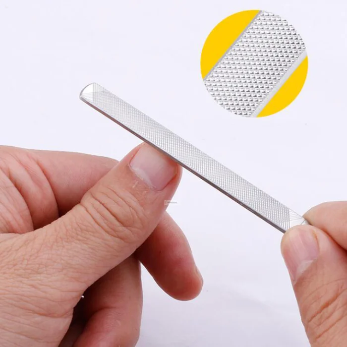 

1pc Stainless Steel Nail File Double sided Nail File Concave Handle Grinder Nail Non-slip Manicure tools