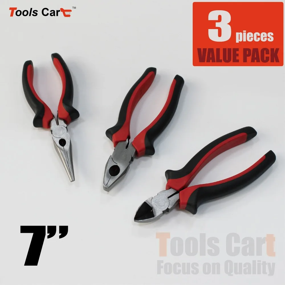 

3 Piece Heavy Duty 7" Plier Set Hand Tools Construction Steel Wire Cutter New P7-3