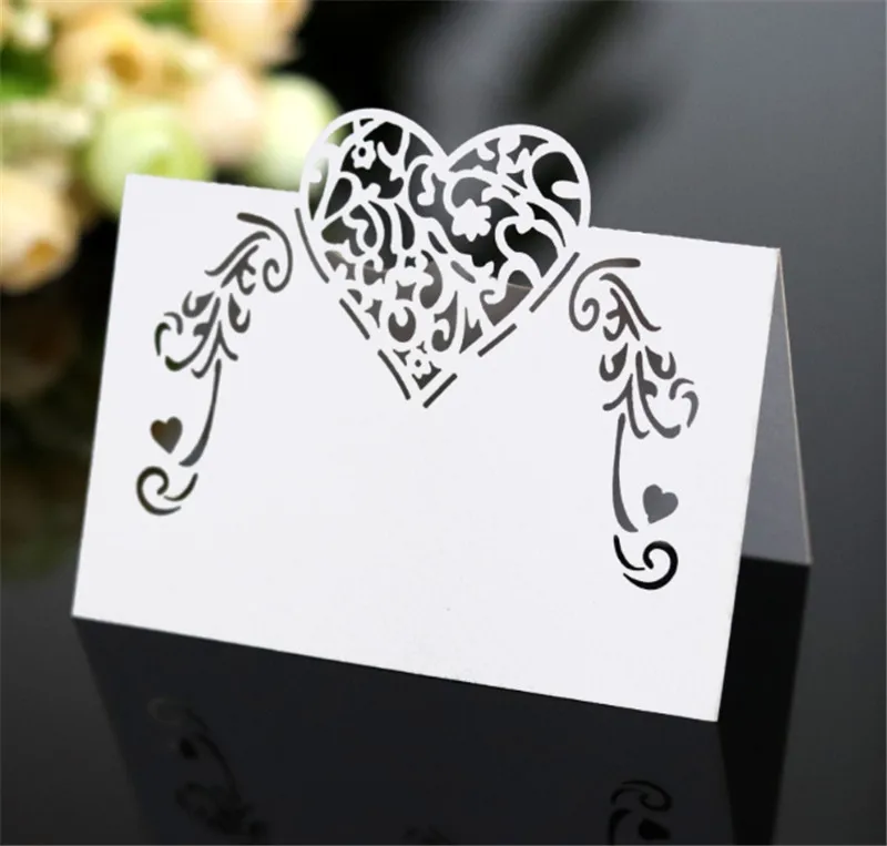 

Laser Cut Place Cards With Hearts Flowers Party Table Decorations Seating Place Cards Multi Colors