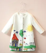 Retail 2016 Spring and autumn milan fashion children’s Dress Big Cartoons graffiticartoon 2pcs (Jacket+Dress) High quality