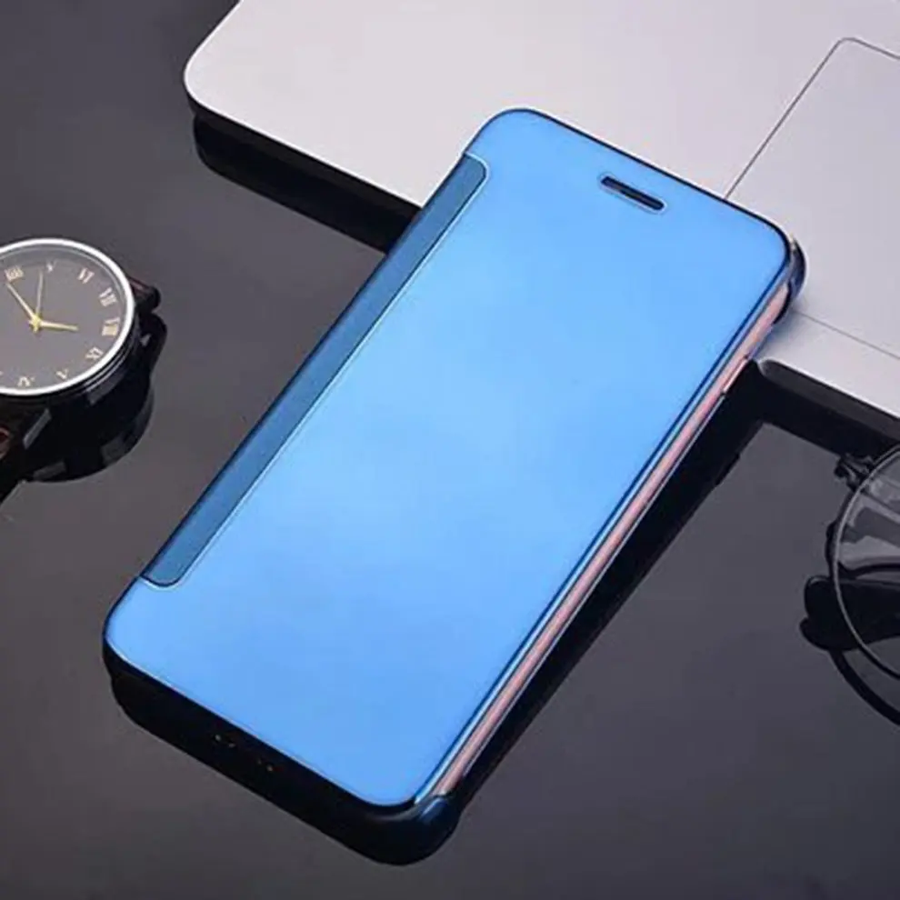 

10 Pcs Sky Blue Window Mirror Surface Flip Type Hard Shell Mobile Phone Case Protective Cover Holder for iphone7/8 PLUS