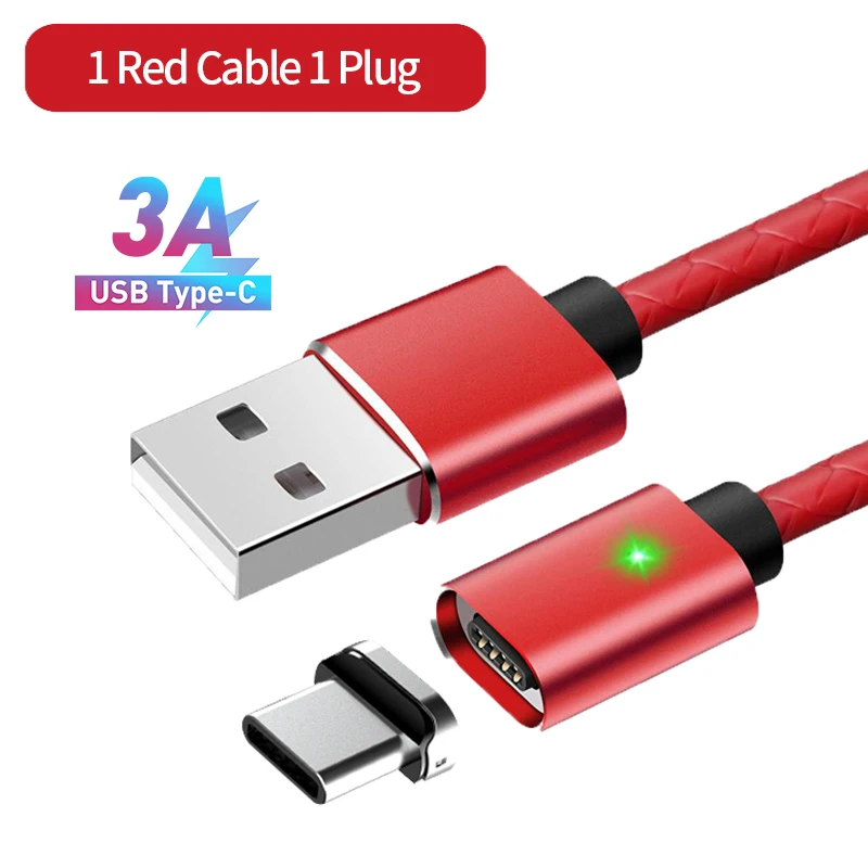 Магнитный кабель Micro USB MANTIS 3A для быстрой зарядки iPhone X XS type C, зарядное устройство USB C, магнитный кабель для телефона samsung Xiaomi - Цвет: 1M Red 1 Type C