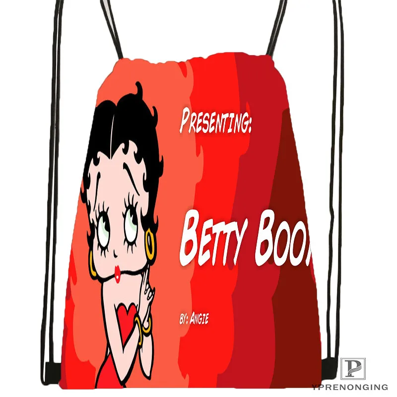 Пользовательские Betty Boop соединенная походная сумка на шнурке милый рюкзак для детей(черная спинка) 31x40 см#20180611-02-78 - Цвет: Drawstring Backpack