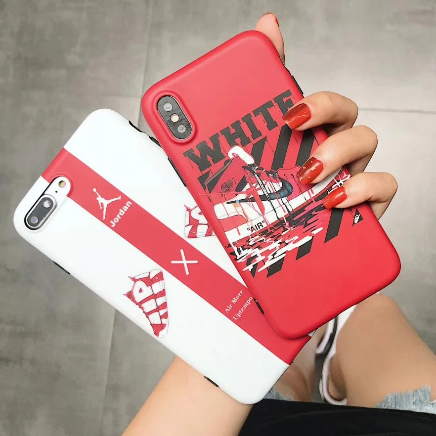 

New AJ1 Air Jordan Sup Basketball shoes case for iPhone 8 7 6 6S Plus X Fashion off Ow Supre white Soft silicon phone cover capa