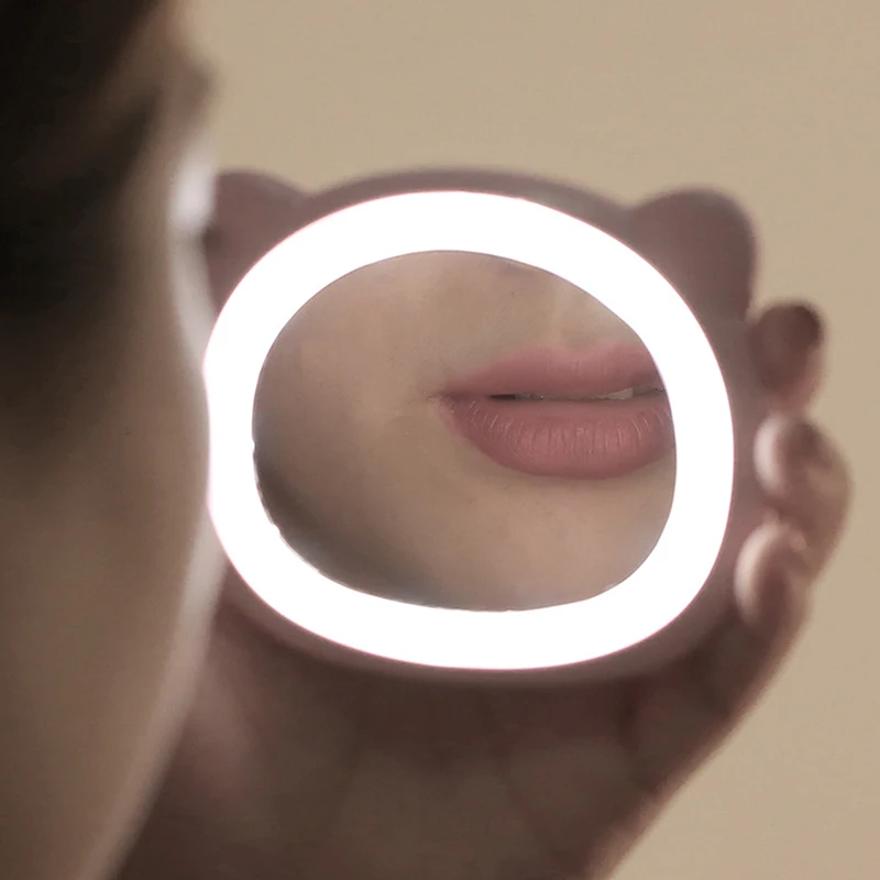 

Mini Makeup Mirror Portable LED Selfie Fill Light Mirror Makeup Vanity Hand Mirror with Led Light Rechargeable Pocket Mirror