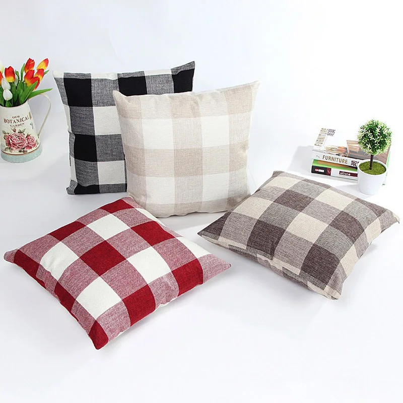 

Simple Lattice Pattern Cushion Cover 45x45cm Sofa Decorative Throw Pillows Case Cotton and Linen Cushions Home Decor