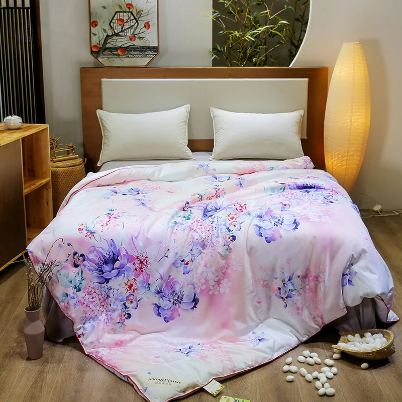 

Mulberry Silk Quilt Comforter Queen King Full Size Warm Winter Summer Autumn Fall Use Hand Made Multi Use Blanket