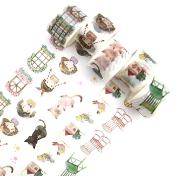

1PCS Creativity Kawaii Cat And Girl Washi Tape DIY Decoration Scrapbooking Planner Masking Tape Adhesive Tape Stationery 7m*30mm