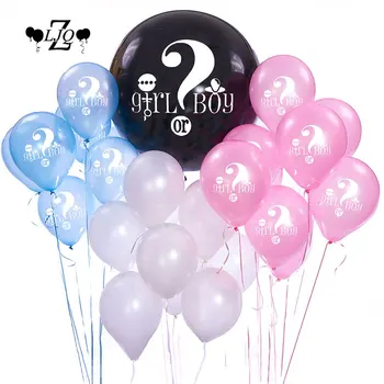 

ZLJQ 33pcs Baby Boy & Girl Gender Reveal Party Pack & Balloon Kit Black 36 Inch Balloon Blue and Pink Confetti Baby Shower Decor