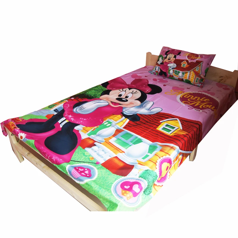 Розовый набор пододеяльников для пуховых одеял с Минни Маус, односпальное постельное белье для девочек, Детский Комплект постельного белья с героями мультфильмов, подарок на день рождения и Рождество