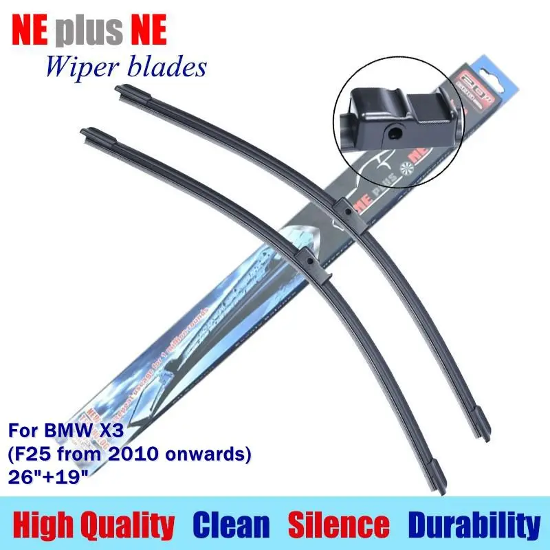 wiper blades for BMW X3 (F25 from 2010 onwards) 26"+19" Rubber fit side