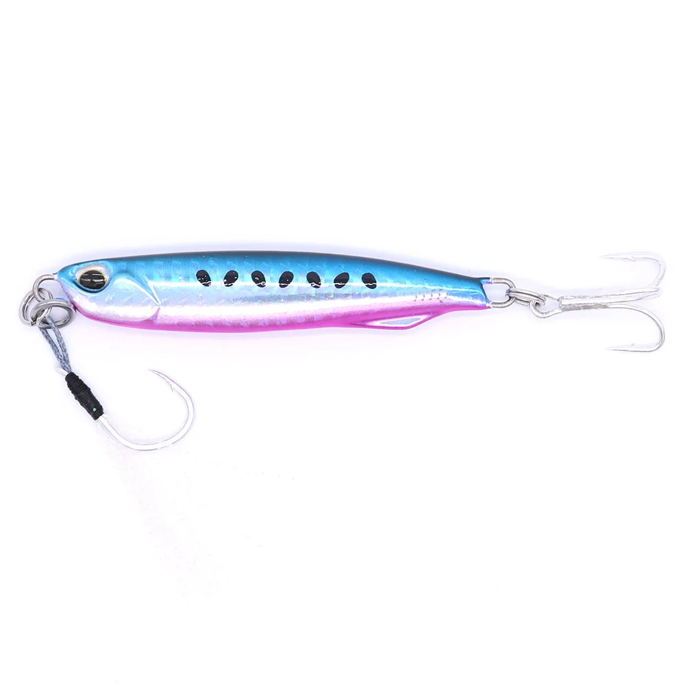 CASTFUN 20g 40g 60g Drag Metal Cast Slim Jig Fishing Lure Off Shore Jigging Lure - Цвет: Blue Black Spot