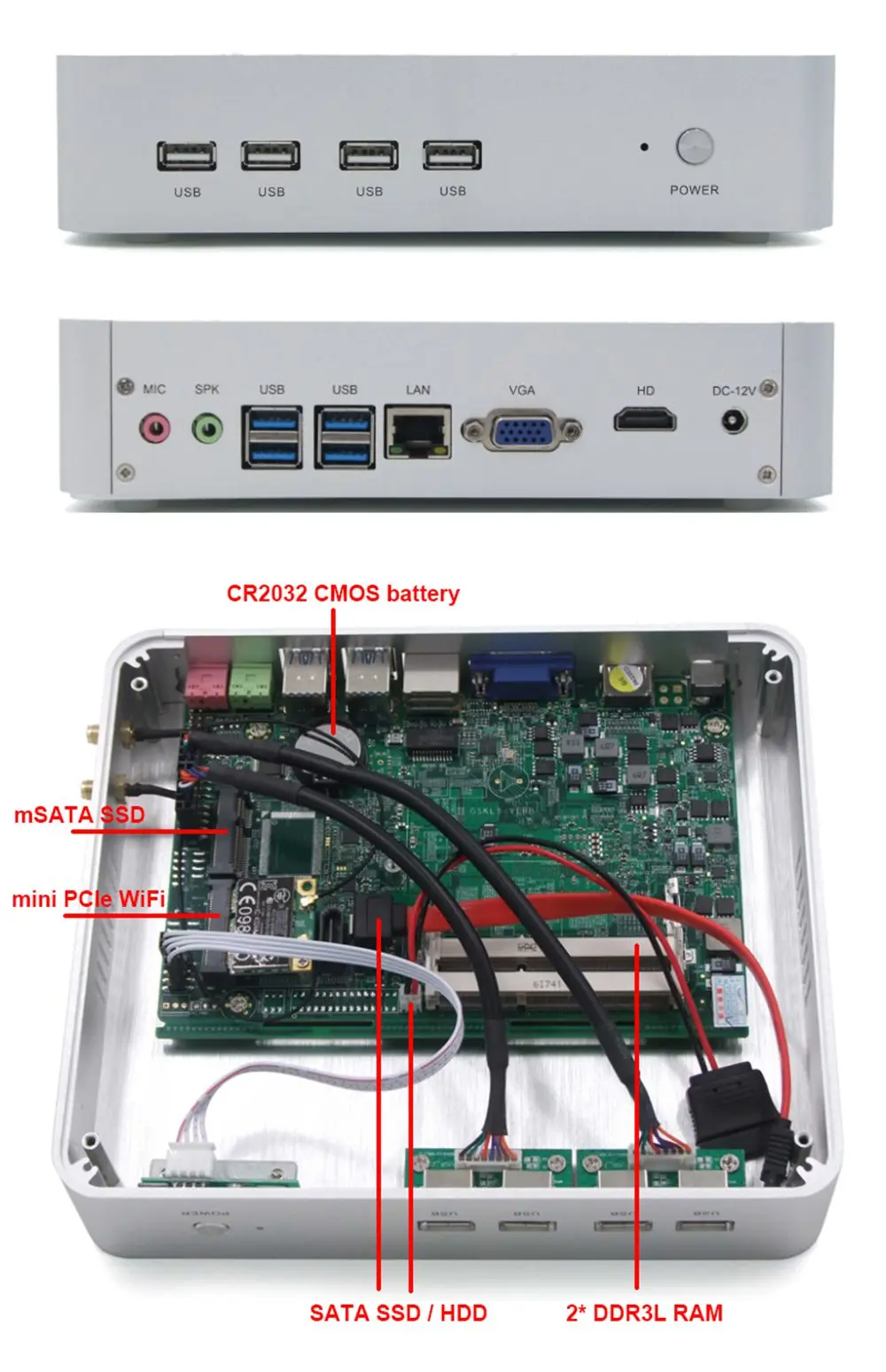 Intel core i7 gen 7th 7500u Мини ПК оконные рамы 10 HDMI DP 4 К к HTPC Настольный компьютер с 4 K HD Micro графика