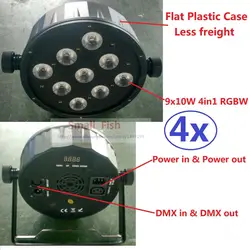 4xlot без каблука светодио дный луч мыть движущаяся Светодиодная лампа 9x10 W RGBW Пластик светодио дный Par может Мощность con Мощность в/out разъем