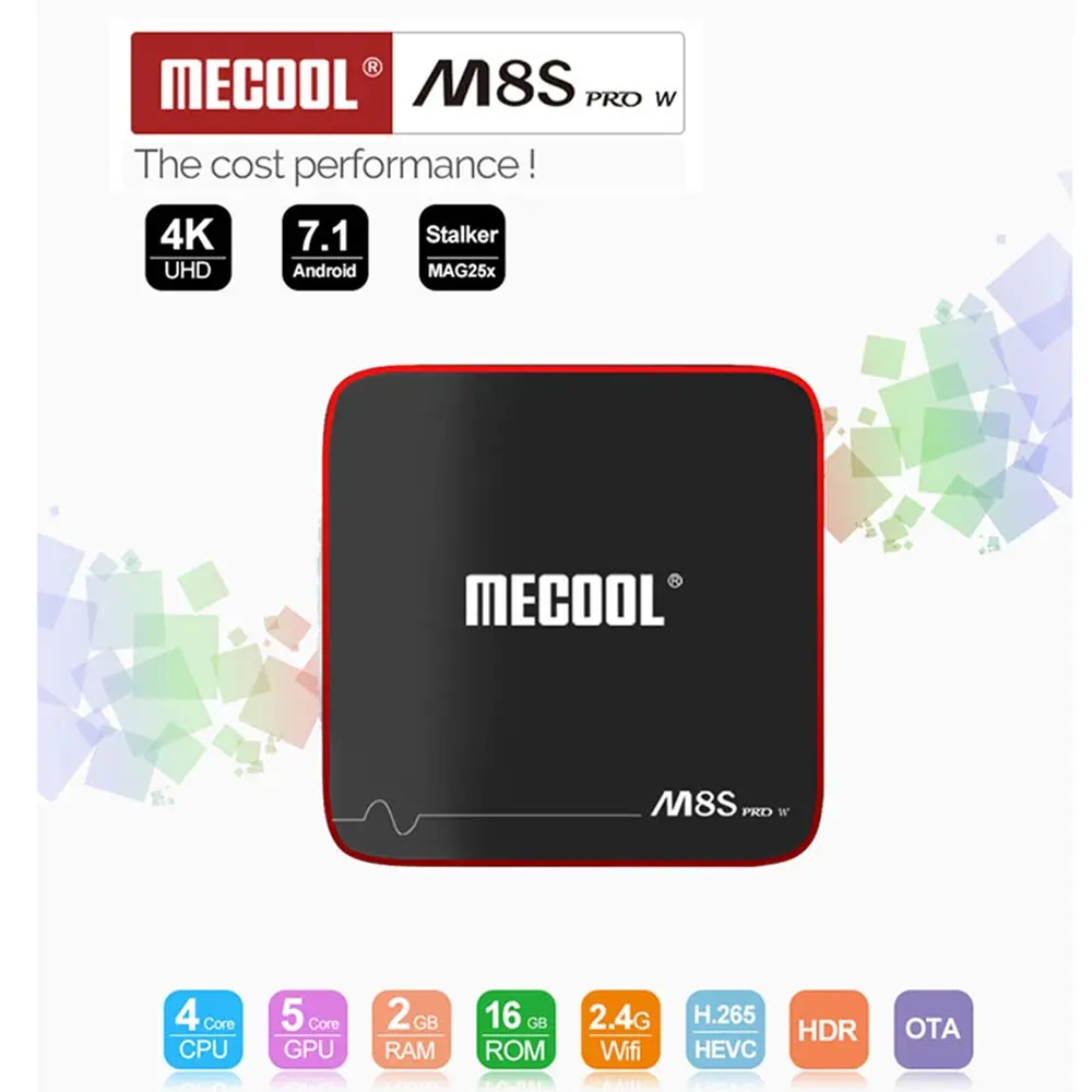 Mecool m8s pro w 2G 16G Smart tv box android 7,1 S905W cpu 2,4 GHz WiFi 4K H.265 top tv box Поддержка 2500+ Испания/Европа IP tv pk KM9