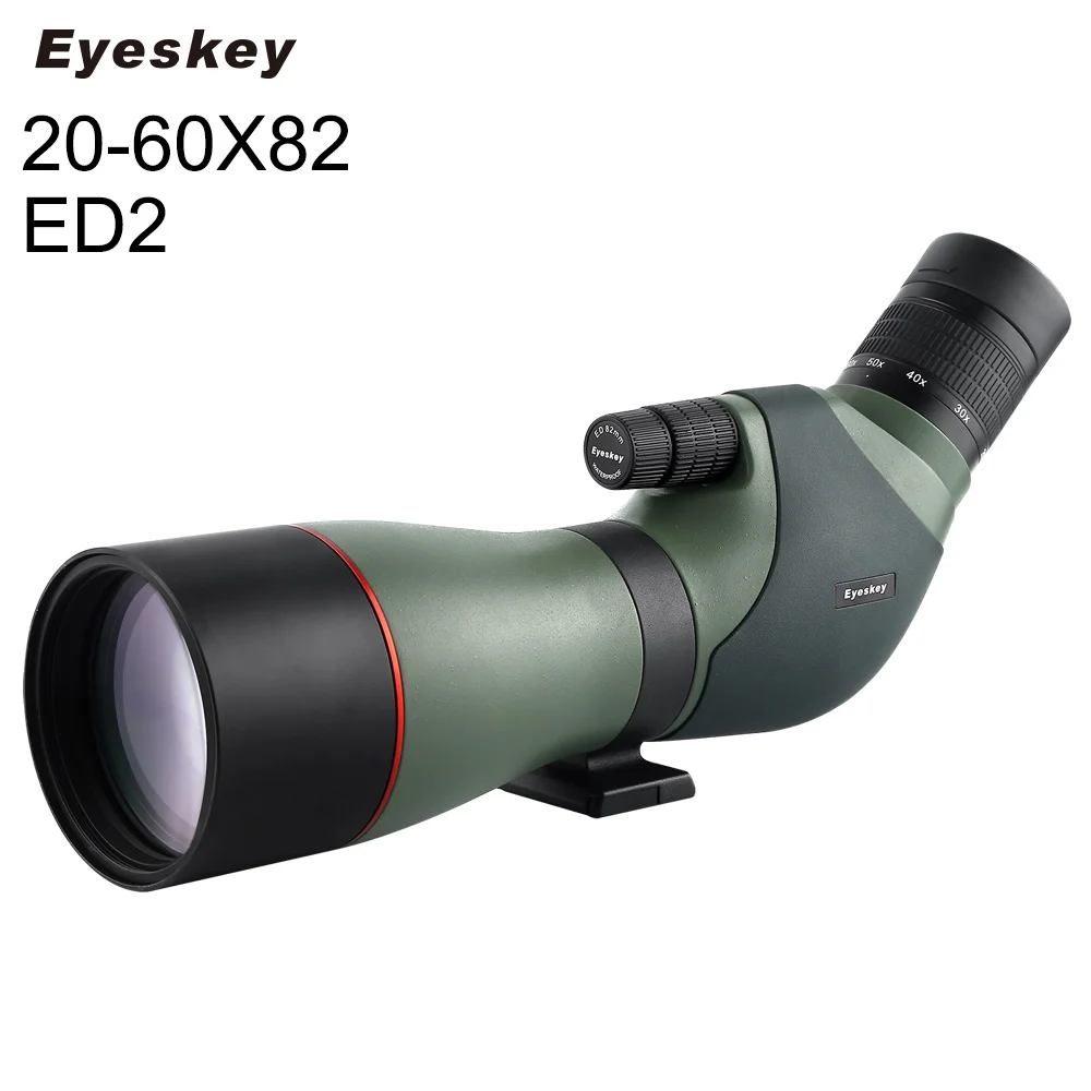 Eyeskey Высокое разрешение 20-60x82mm ED2 Водонепроницаемый угловой Оптическая Труба с зумом с чехлом для переноски для наблюдения за птицами Охота