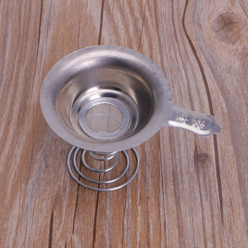 

Stainless Steel Infuser Strainer Mesh Tea Filter With Spring Tea Tray