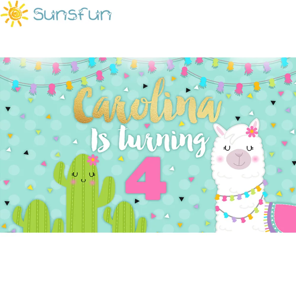 Sunsfun Fiesta Llama фон веселый день рождения фоны Llama вечерние кактус ниже Мексиканская тема, детский душ вечерние фон HC37