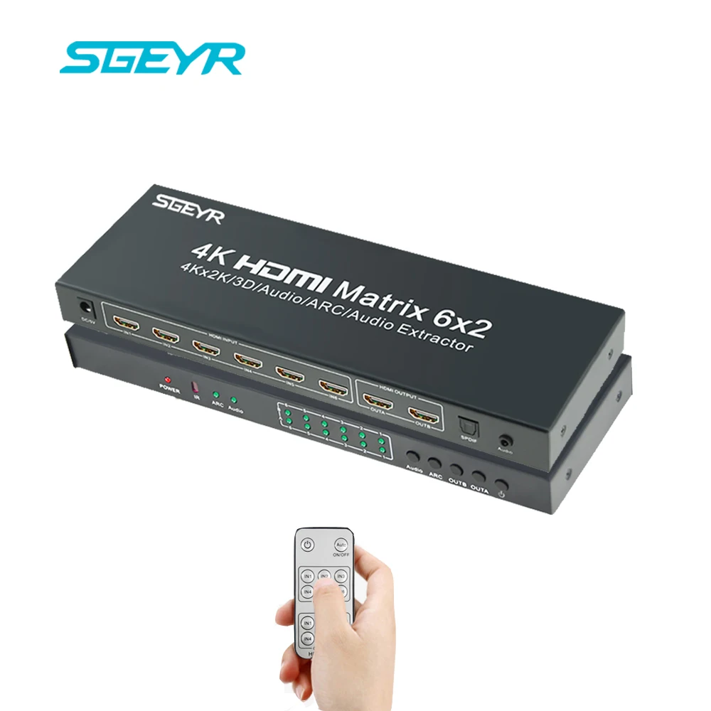 SGEYR HDMI Matrix Full HD 4Kx2K 3D 1080p HDMI Switch Splitter 6x2 HDMI 1 4v with