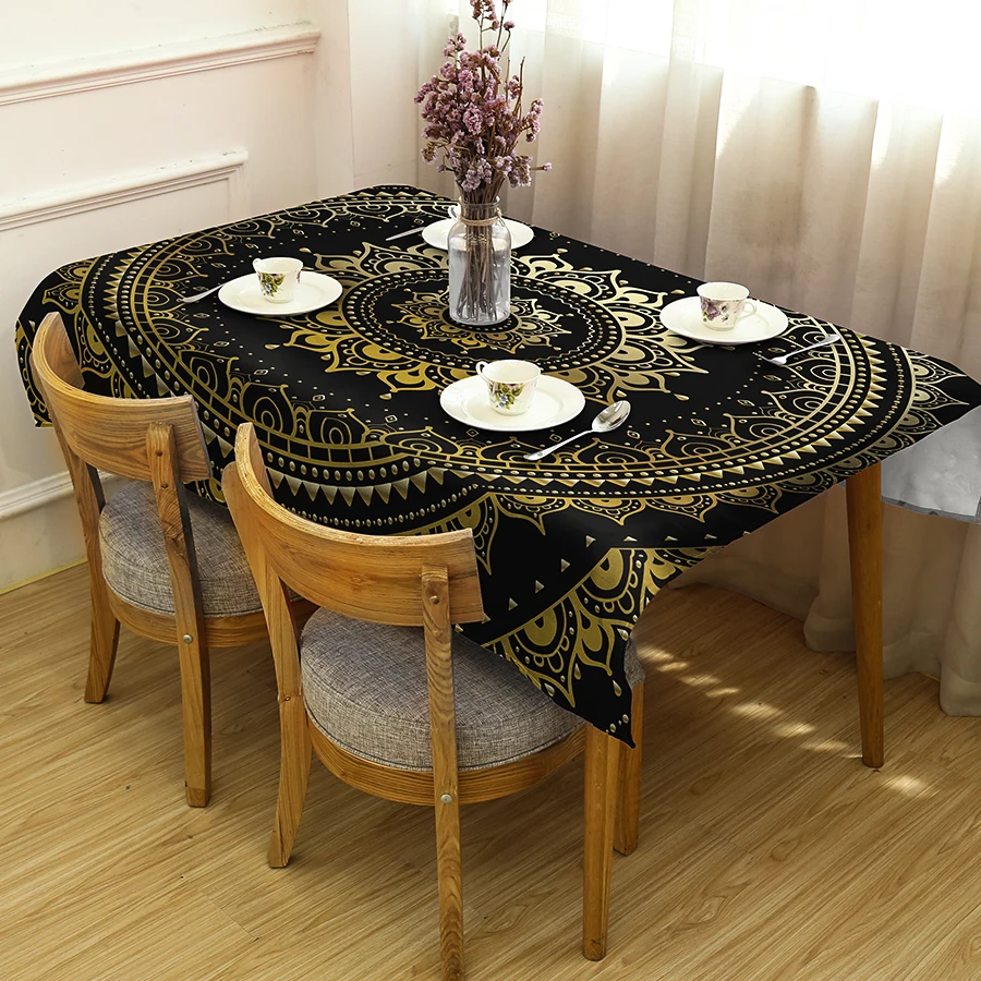 

GNORRIS Linen Dirty Rectangular Tablecloth 3D Printing Mandala Tablecloth can be Customized Pictures Cloth textile
