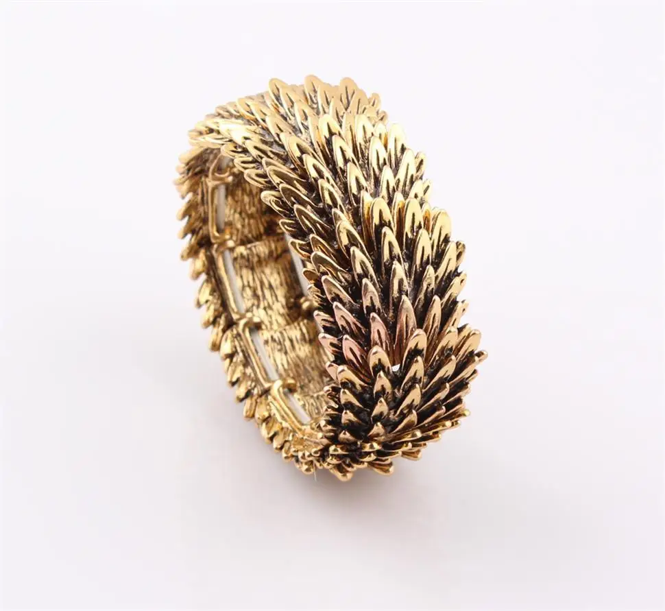 Старинный винтажный женский браслет в стиле хип-хоп, панк, блестящий чокер, браслет в виде рыбьей чешуи, ювелирные изделия ZB100 - Окраска металла: Antique gold