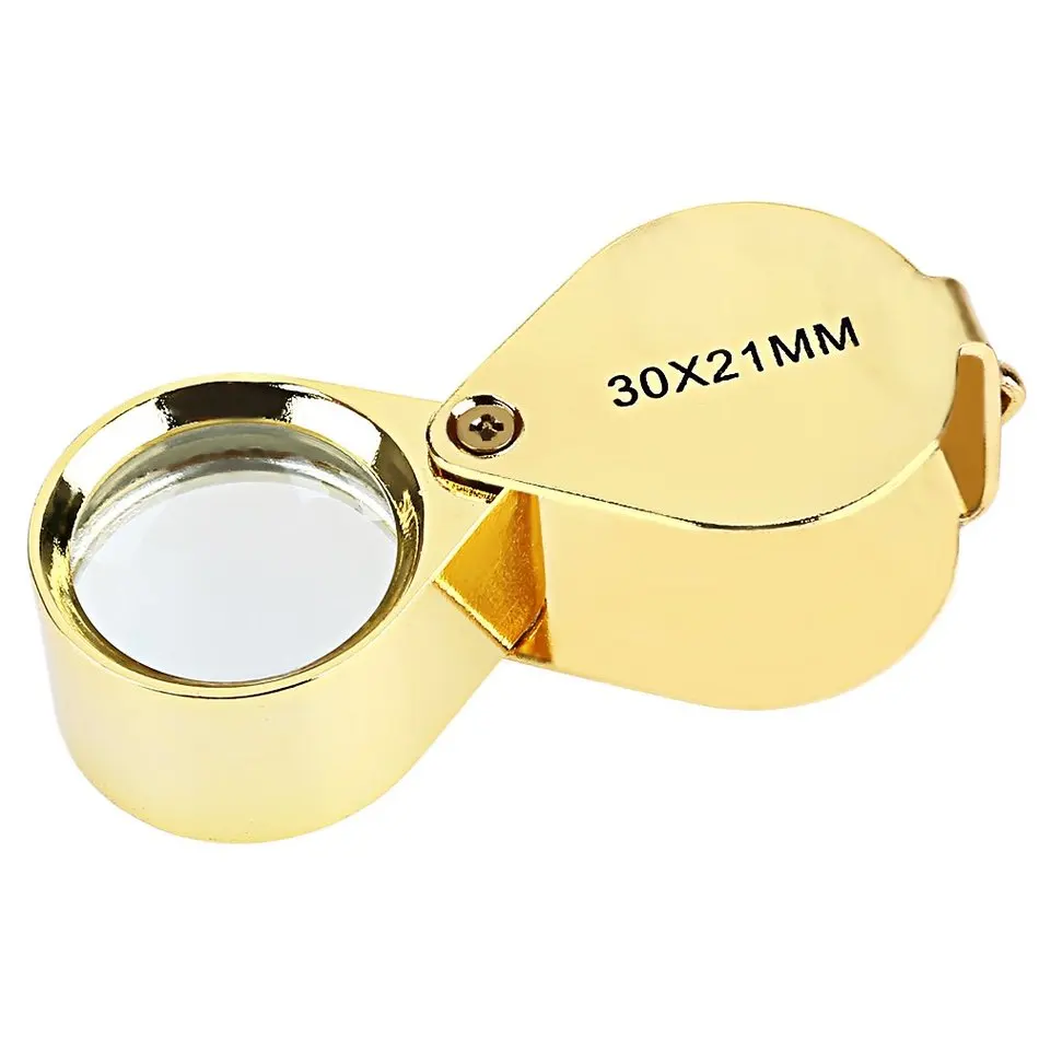 MINI Golden Out Chrome Plated Metal Cover 30 x 21MM Magnification Mini