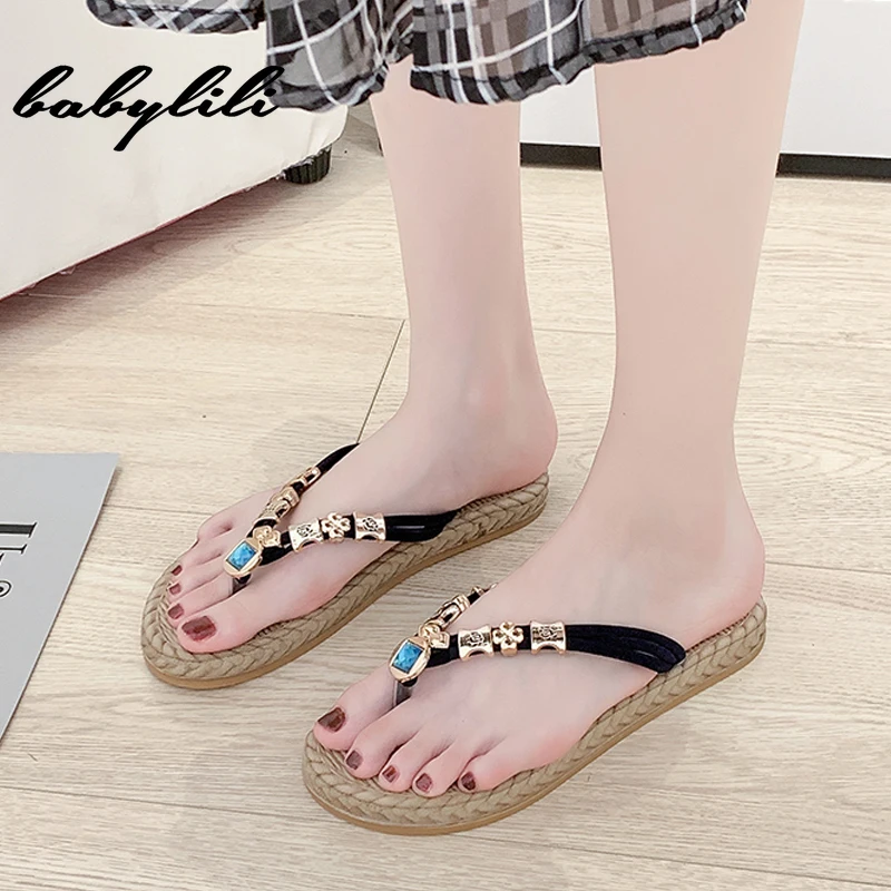 

2019 Woman Flat Slippers Soft Bead Slides Black Slippers Flip Flops Slippers Summer Slippers Slip On Beach Shoes sapato feminino
