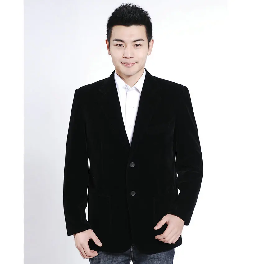 WAEOLSA Man Black Velvet Blazer Men Smart Casual Jacekts Suits Velour Suit Coat Male Elegance Blazers Men Plain Tailored Garment