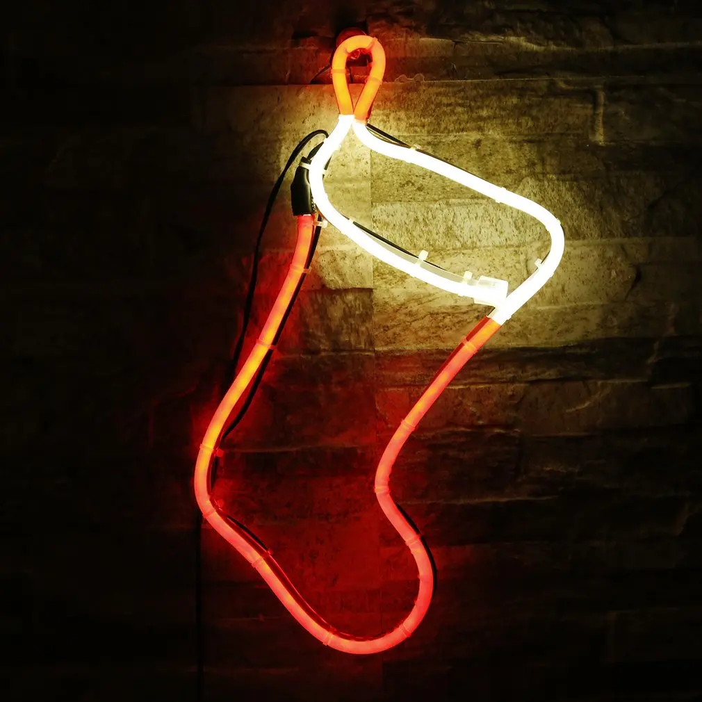 Neon Sign Light Socks Shape Design Night Lamp Wall Light