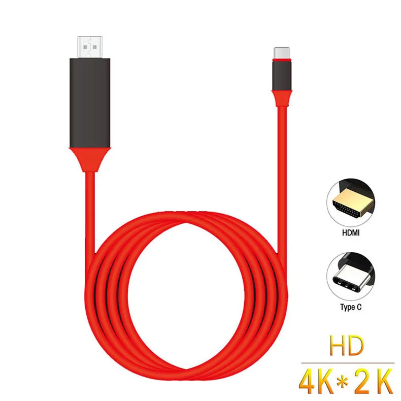 Кабель HDMI 4 K USB 3,1 Тип с разъемами типа c и HDMI кабель конвертер адаптер для lenovo Йога 5 pro Йога A900 для Apple Macbook - Цвет: Красный