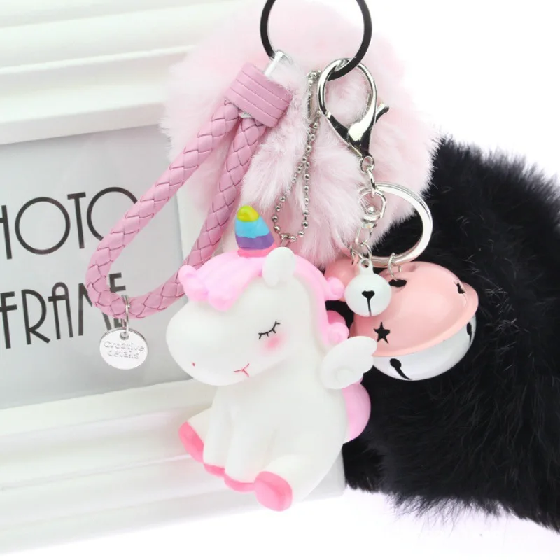 

1Pcs Rainbow PVC Animal Unicorn Keychain For Men Women Bag Ornament Phone Key Chain Baby Shower Birthday Wedding Party Favors
