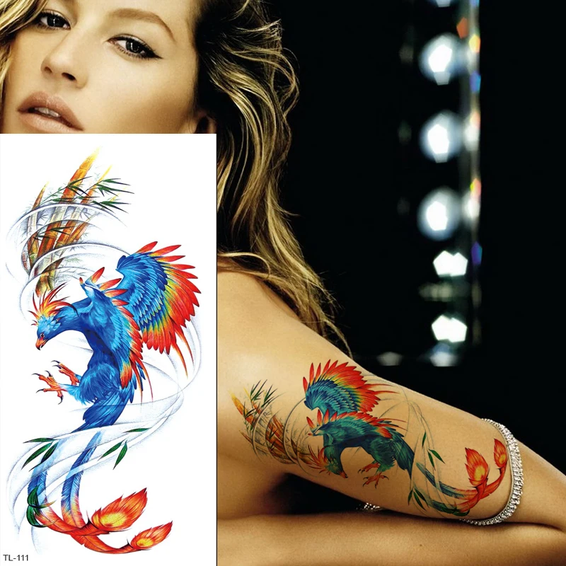 

temporary tattoo phoenix unicorn fox tattoo body stickers sexy tatoo for woman fake tattoo arm back water transfer tattoo women