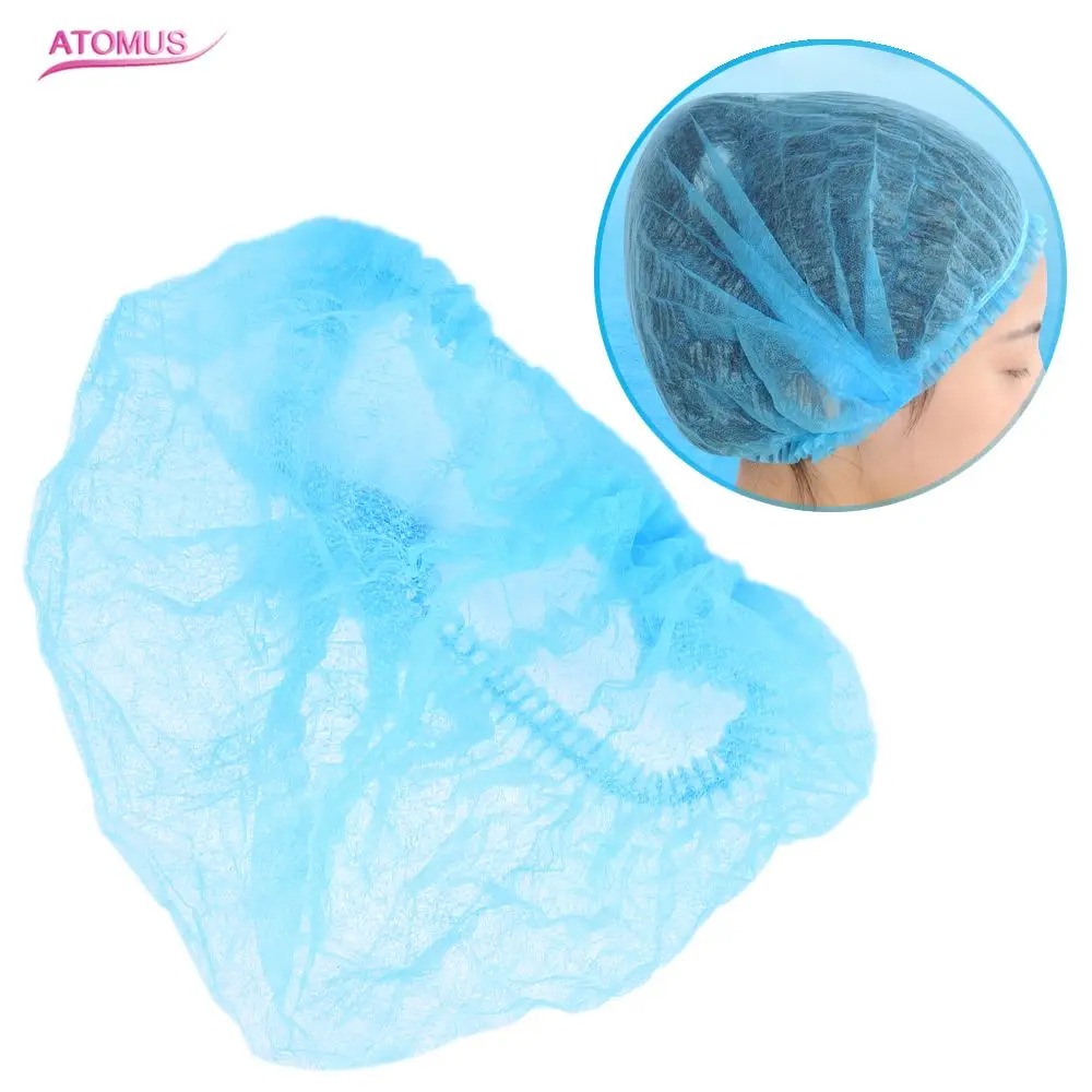 Фирма atomus 10 шт голубые медицинские одноразовые волос шапка с сеткой из нетканого материала пыли Кепки для товары для снятия тату