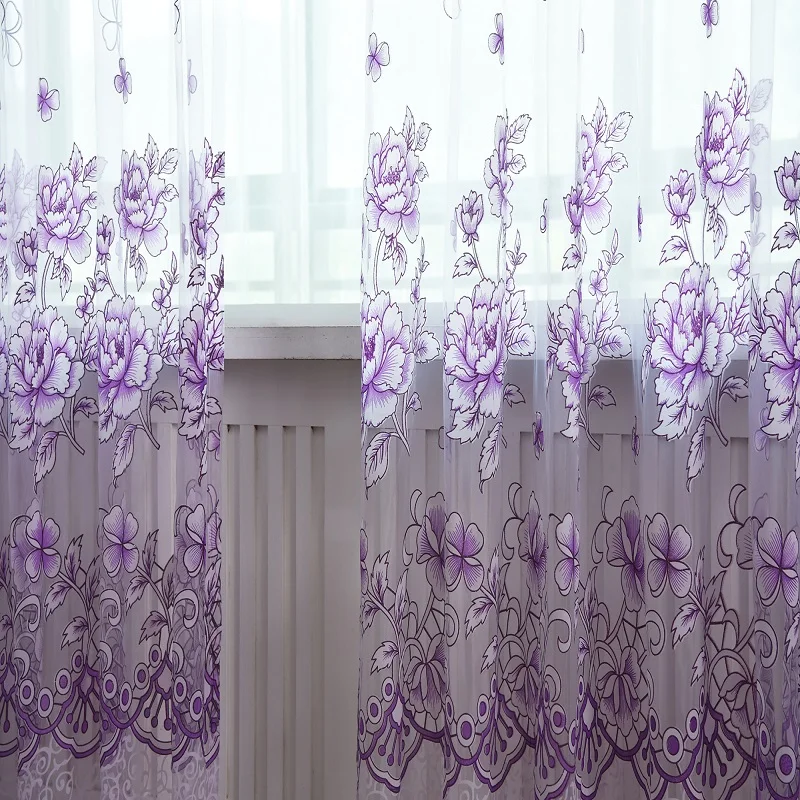 European Modern Curtains Blackout Translucidus Flower Printed