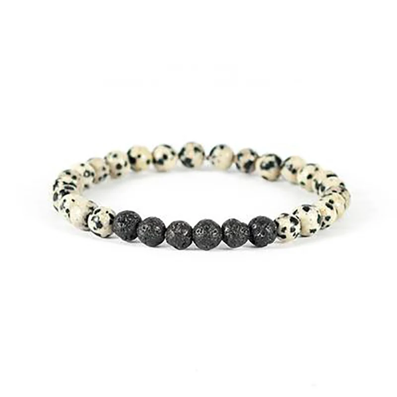 

1pcs Volcanic Lava Stone Essential Oil Diffuser Bracelets Healing Balance Yoga Dalmatian Jasperstone Bracelet For Men Women
