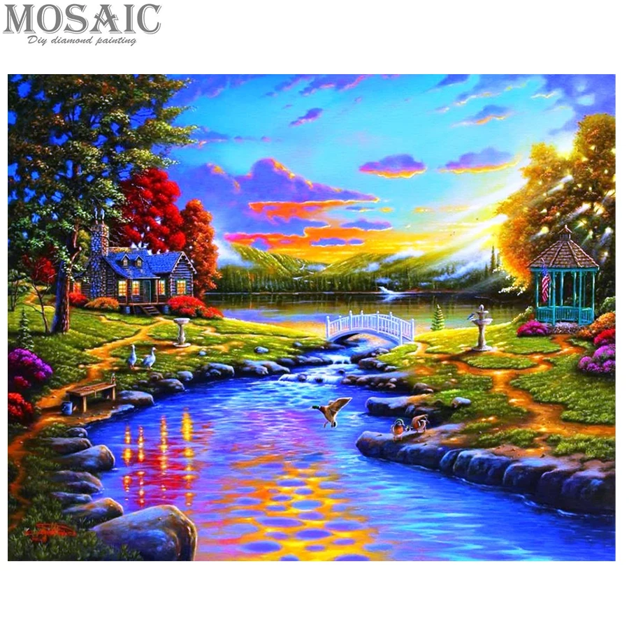 

DIY Diamond"Painting natural Scenery"Cross Stitch Mosaic diamond embroidery landscape Pattern Full square Rhinestone,Home decor