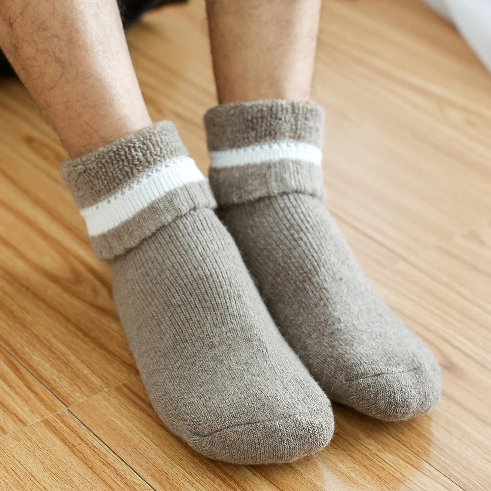 Высокое качество абсолютно новые 3 пары носки мужские экипаж ангольский кролик махровые шерстяные носки повседневные толстые теплые осенние зимние мужские носки