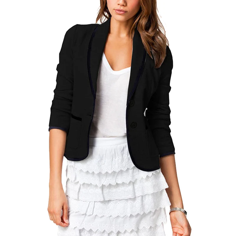 Plus Size S 6XL Women's Fashion Patchwork Short Jackets Turn down
