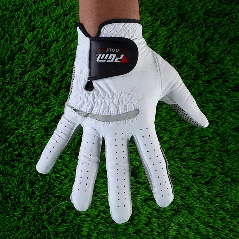 PGM Новые популярные мужские перчатки для гольфа, дышащие кожаные белые нескользящие перчатки для гольфа из овчины, мягкие перчатки для правой и левой рук