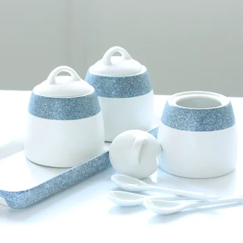 

Ceramic seasoning tank spice bottle salt pot kitchen supplies household seasoning container box seasoning box set wx9041606